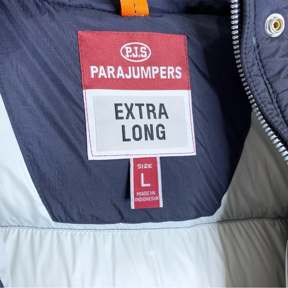Parajumpers Panda Long Down Jacket (Sz L) Hooded Puffer Coat Navy - Picture 12 of 16
